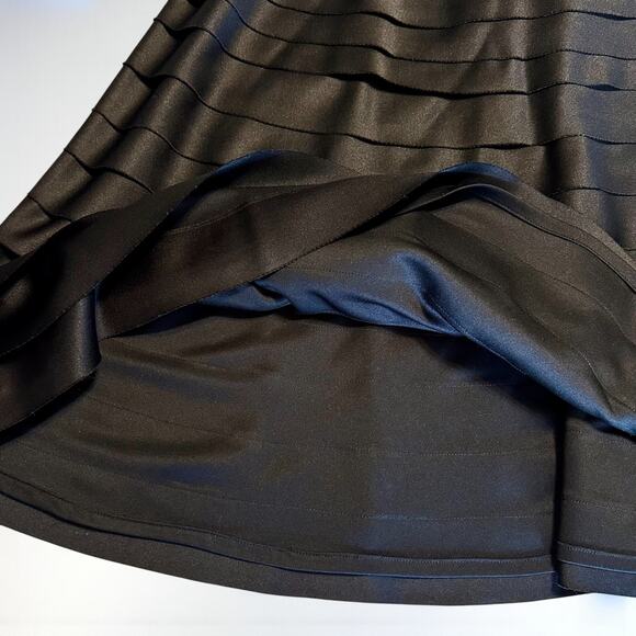 Vintage 80s Victor Costa Black Strapless Cocktail Dress Size 4 Satin Tiered Glam - Picture 7 of 11